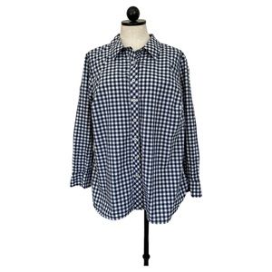 Talbots Women's Check Plaid Gingham Button Down Shirt Long Sleeve Size 1X